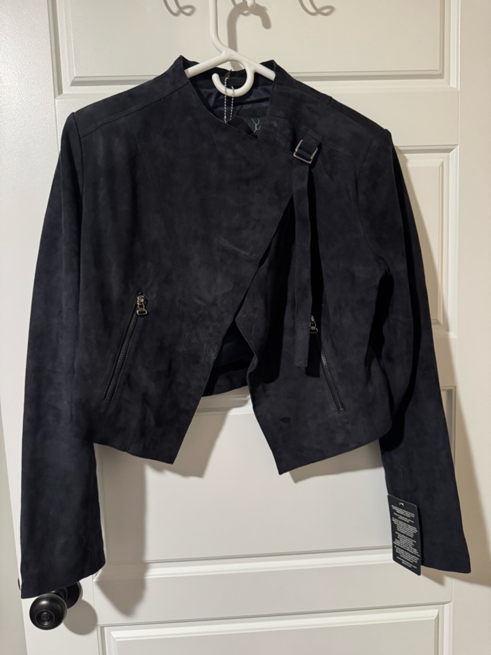 NWT Bod & Christensen Real Leather Suede Adriana Jacket, Navy, Size Medium